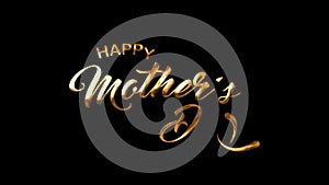 Happy Mothers day card animated text in gold color on the black background.