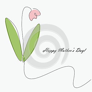 Happy mothers day card with beautiful flower vector