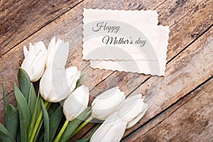 Happy mothers day card with bunch of tulips