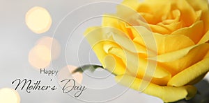 Happy Mothers Day card with a close up of a yellow rose