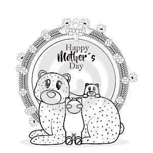 Happy mothers day card with cute animals