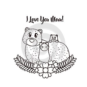 Happy mothers day card with cute animals