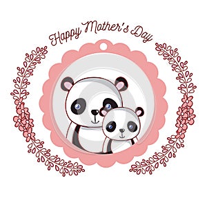 Happy mothers day card with cute animals cartoons