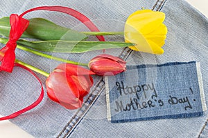 Happy mothers day card with flowers