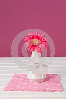 Happy mothers day card on flowers vase