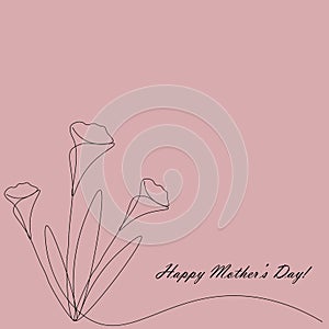 Happy mothers day card with flowers, vector