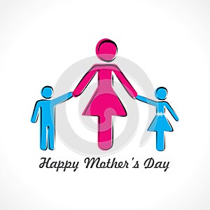 Happy mothers day card with kids