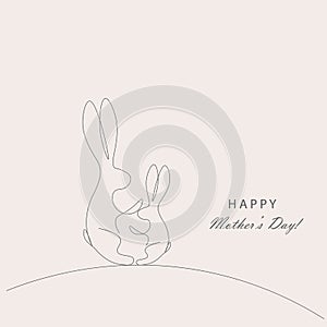 Happy mothers day card with mom and baby. Vector