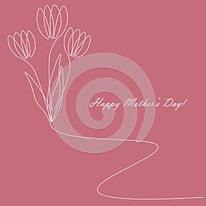 Happy mothers day card pink flower vector