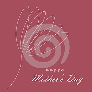 Happy mothers day card pink flower vector