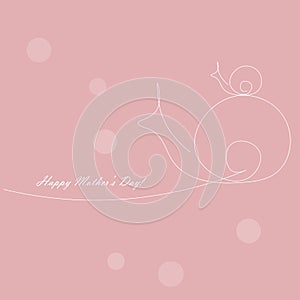 Happy mothers day card with snail, vector
