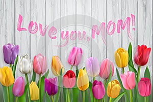 Happy mothers day card with tulips