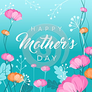 Happy mothers day card. Vector greeting banner for social media, online stores, poster. Text of happy mother`s day. A vignette,