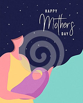 Happy Mothers Day card of woman with baby