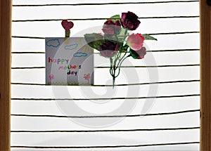 Happy mothers day,colorful flowers , small gift boxes,