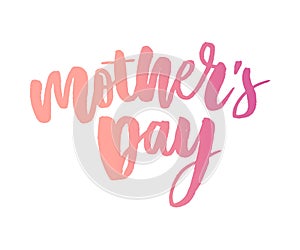 Happy Mothers Day elegant typography pink banner. Calligraphy text and heart in frame on red background for Mother`s Day