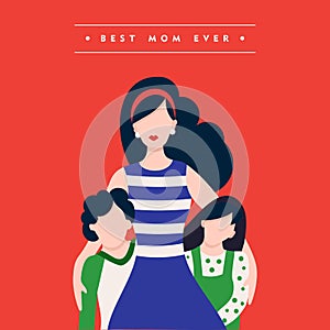 Happy mothers day family holiday illustration