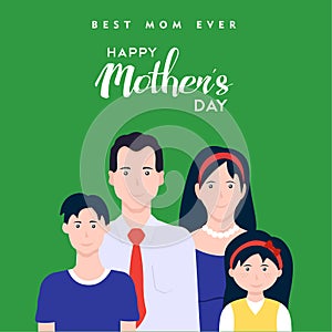 Happy mothers day family typography illustration