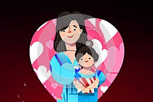 Happy mothers day greeting card template, abstract background,mother with her child, graphic design illustration wallpaper
