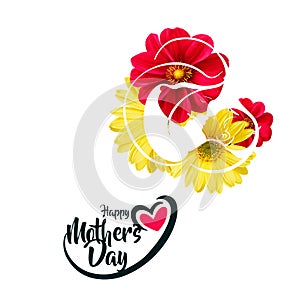 Happy mothers day greeting card template, stylized symbol of mom and baby illustration vector