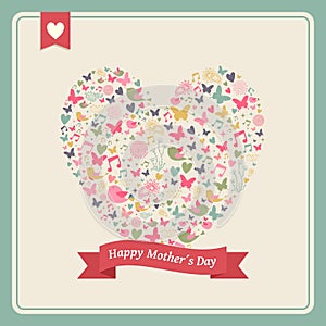 Happy Mothers day heart elements composition