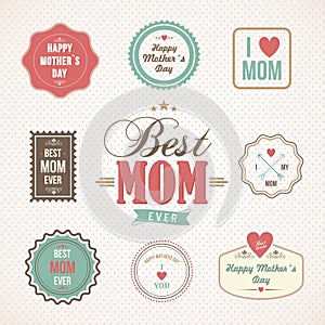 Happy Mothers Day labels and icons set