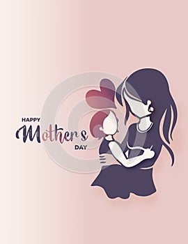 Happy mothers day lovely mom and baby relation card design