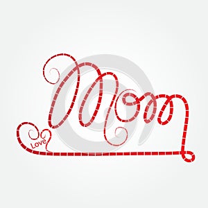 Happy Mothers Day Mom Alphabet Letters with Love Heart Pattern Illustration Isolated on White Background