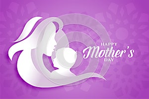 Happy mothers day mom and child silhouettes background