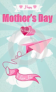 Happy Mothers Day and origami airplane