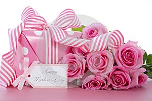 Happy Mothers Day pink polka dot gift.