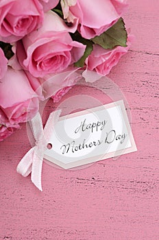 Happy Mothers Day Pink Roses background.