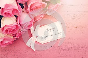 Happy Mothers Day Pink Roses background.