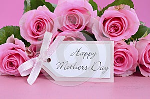 Happy Mothers Day Pink Roses background.