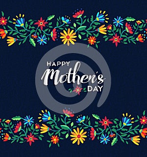 Happy mothers day retro floral pattern background
