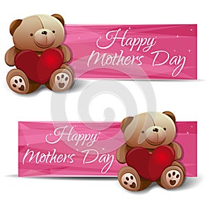 Happy Mothers Day. Set banners with a Teddy Bear