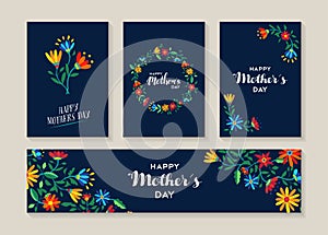 Happy mothers day set of flower labels and cards