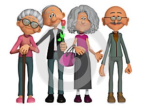 Happy and motivated old people 3d