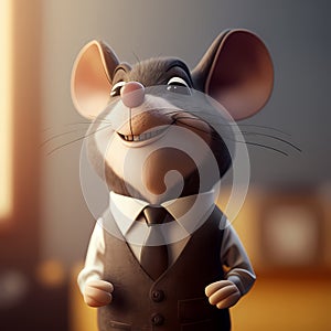 Happy Mouse Businessman In The Office. Generative AI