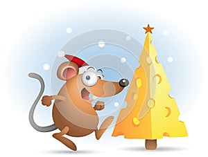 Happy Mouse with Christmas cheese