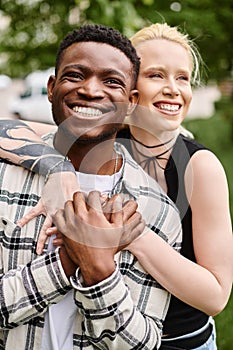 A happy multicultural couple - an