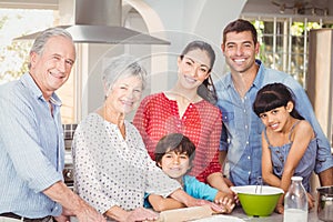 Happy multigeneration family in kitchen