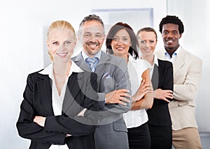 Happy multiracial businesspeople