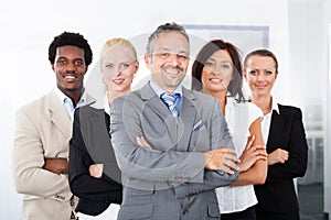 Happy multiracial businesspeople