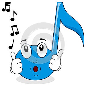 Happy Music Note Character Whistling