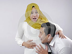 Happy Muslim Couple Celebrating New Pregnancy