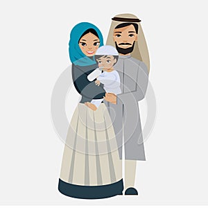 Happy muslim family with kid