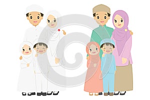 Happy Muslim Family Portrait Vector photo