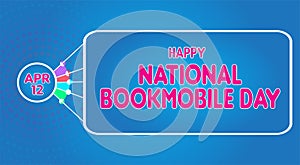 Happy National Bookmobile Day, April 12. Calendar of April Retro Text Effect, Vector design photo