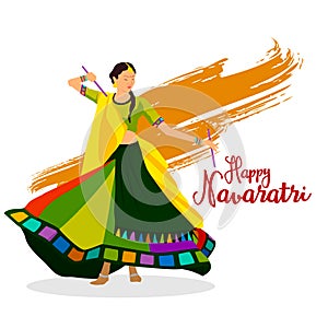Happy Navaratri Vector Illustration.